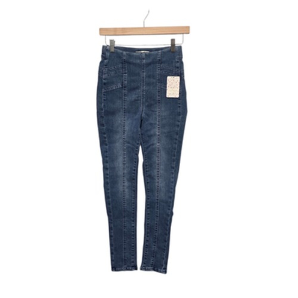 Free People Jeans Womens 26 Blue Riptide High Rise Skinny Pull-On‎ OB1075902